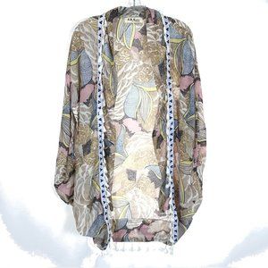 Womens One Size Selfie Couture by Trendology Silk Blend Pom Pom Fringe Cover Up